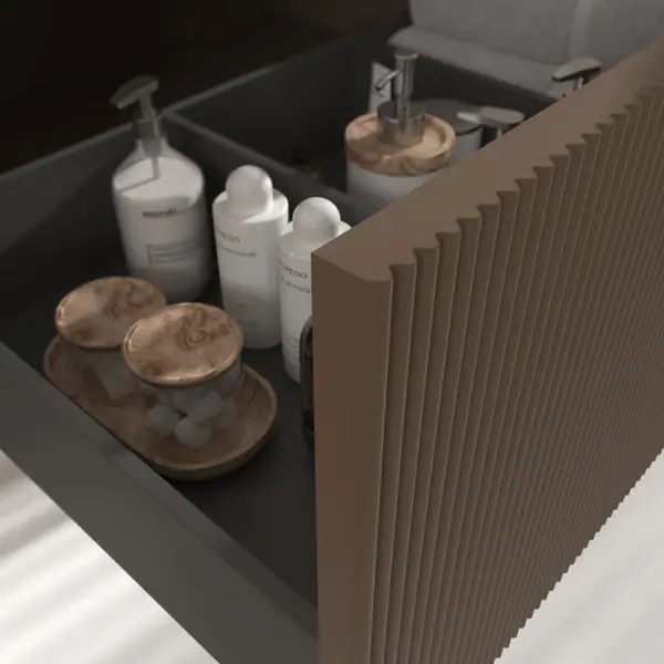 Mueble de baño BINARIO suspendido 1 cajón acabado  MARRON CLARO - Imagen 2