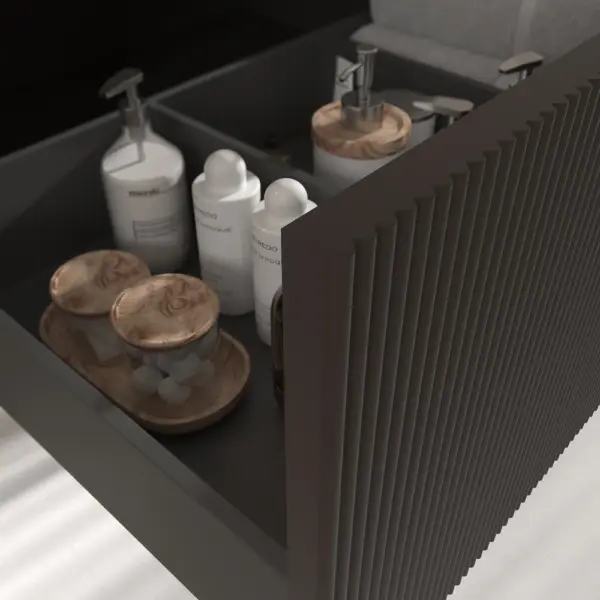 Mueble de baño BINARIO suspendido 1 cajón acabado  MARRON GRISACEO - Imagen 2