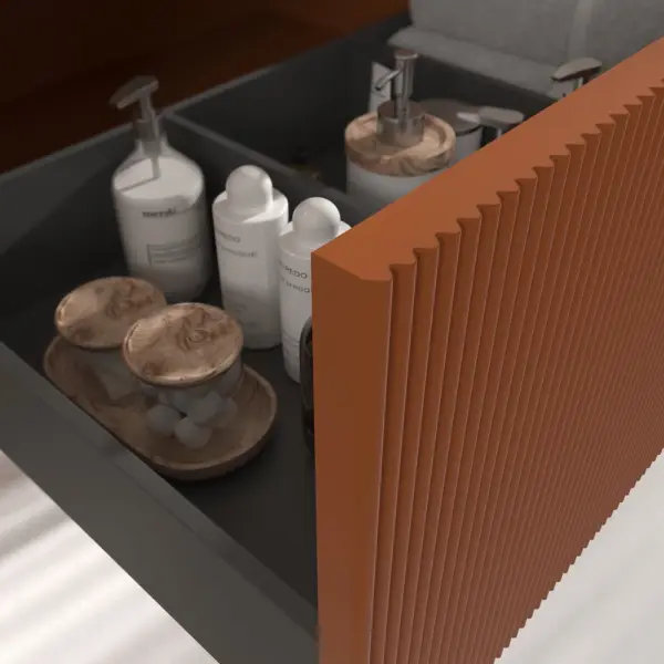 Mueble de baño BINARIO suspendido 1 cajón acabado  PARDO NARANJA - Imagen 3