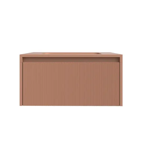 Mueble de baño BINARIO suspendido 1 cajón acabado  ROJO BEIGE - Imagen 6