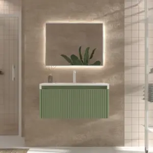 Mueble de baño BINARIO suspendido 1 cajón acabado  VERDE PALIDO