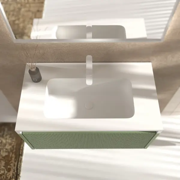 Mueble de baño BINARIO suspendido 1 cajón acabado  VERDE PALIDO - Imagen 5