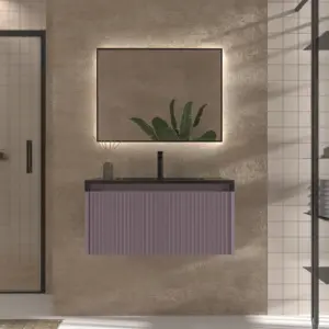 Mueble de baño BINARIO suspendido 1 cajón acabado  VIOLETA PASTEL