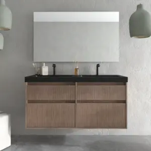 Mueble de baño suspendido 4 cajones  YOKO Bastilla  con lavabo resina Negro