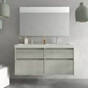 Mueble de baño suspendido 4 cajones  YOKO Polar con lavabo resina Blanco