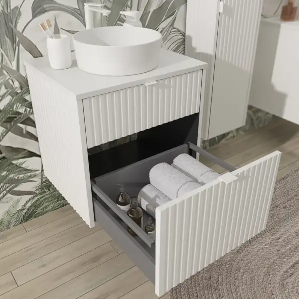 Mueble de baño TREX suspendido 2 cajones BLANCO - Imagen 5