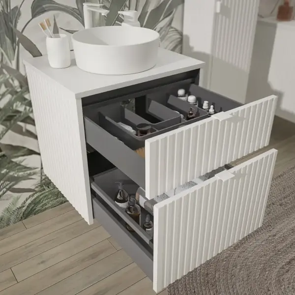 Mueble de baño TREX suspendido 2 cajones BLANCO - Imagen 4
