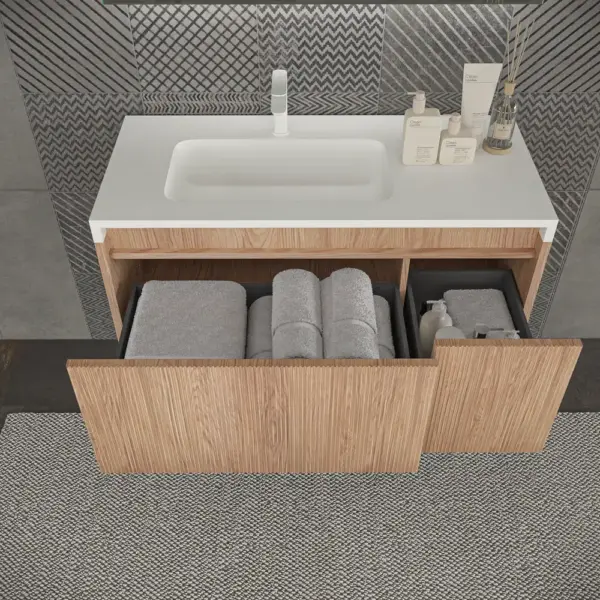 Mueble de baño BINARIO suspendido 2 cajones acabado CEMBRANO - Imagen 3