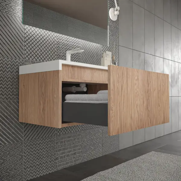 Mueble de baño BINARIO suspendido 2 cajones acabado CEMBRANO - Imagen 2
