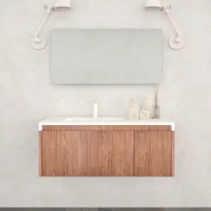 Mueble de baño BINARIO suspendido 2 cajones acabado  ABEDUL