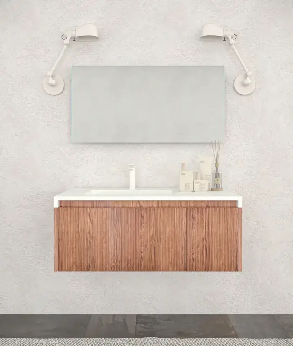 Mueble de baño BINARIO suspendido 2 cajones acabado  ABEDUL