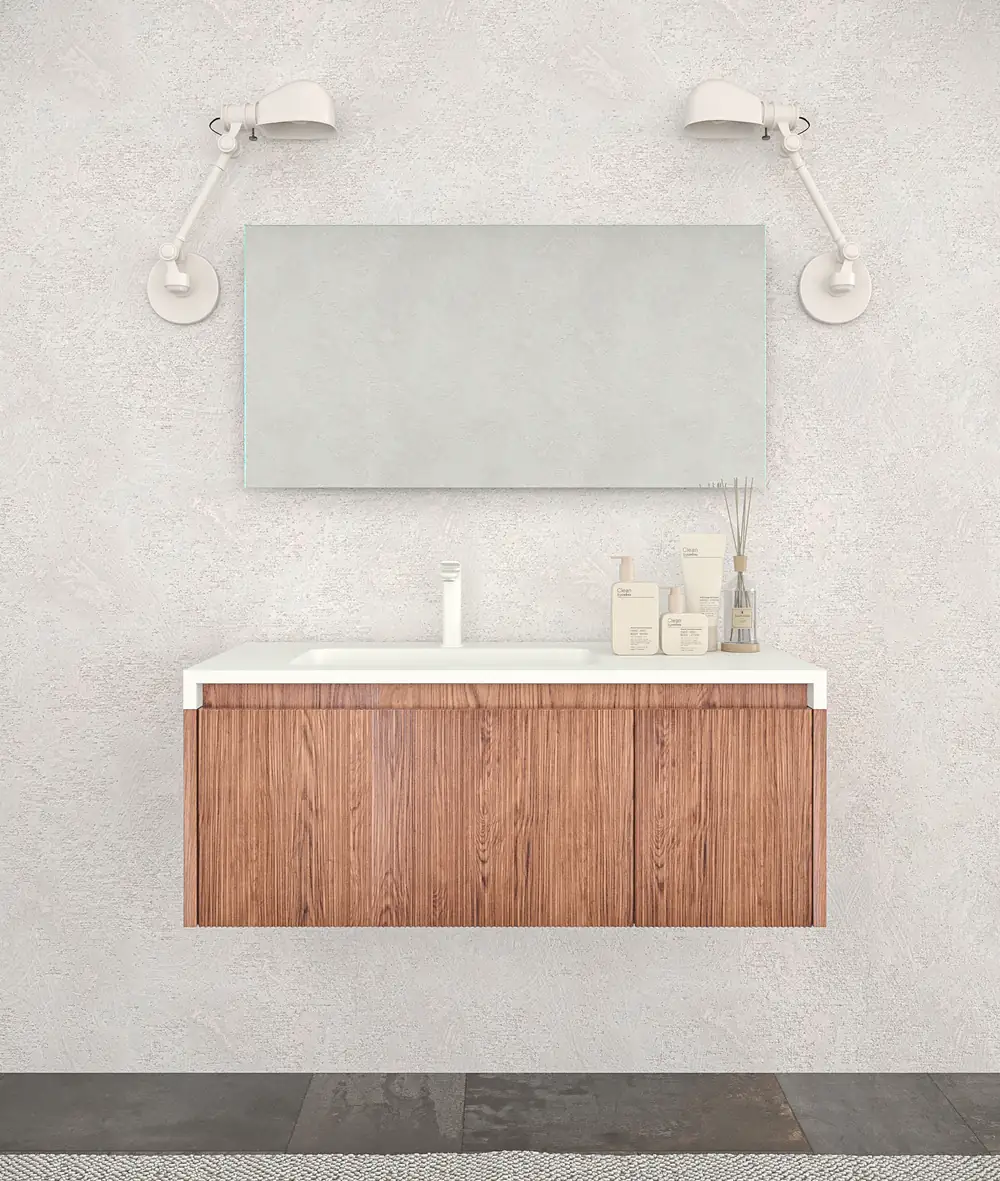 Mueble de baño BINARIO suspendido 2 cajones acabado ABEDUL 1 Mueble de baño BINARIO suspendido 2 cajones acabado  ABEDUL
