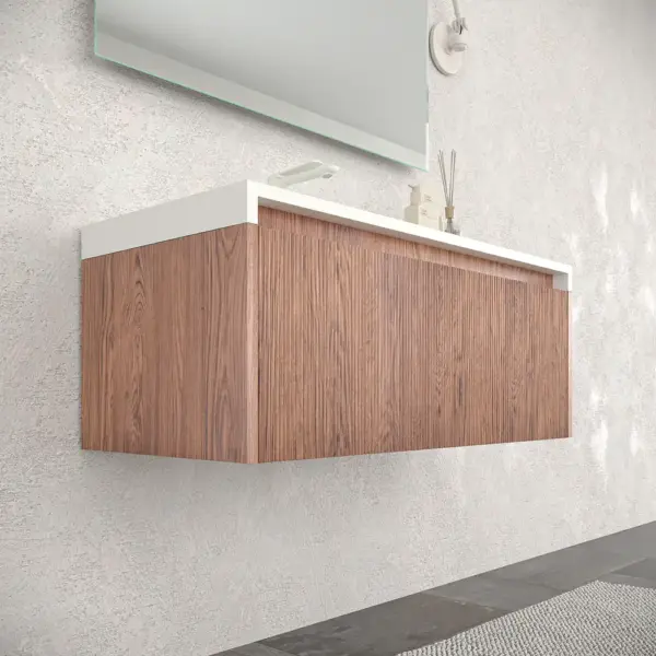 Mueble de baño BINARIO suspendido 2 cajones acabado  ABEDUL - Imagen 4