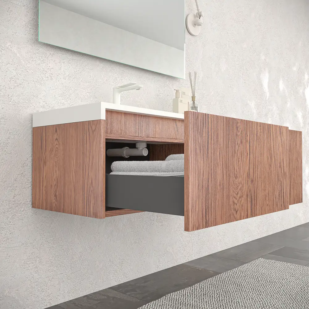 Mueble de baño BINARIO suspendido 2 cajones acabado ABEDUL 2 Mueble de baño BINARIO suspendido 2 cajones acabado  ABEDUL - Imagen 2