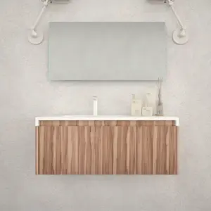 Mueble de baño BINARIO suspendido 2 cajones acabado OLIVO