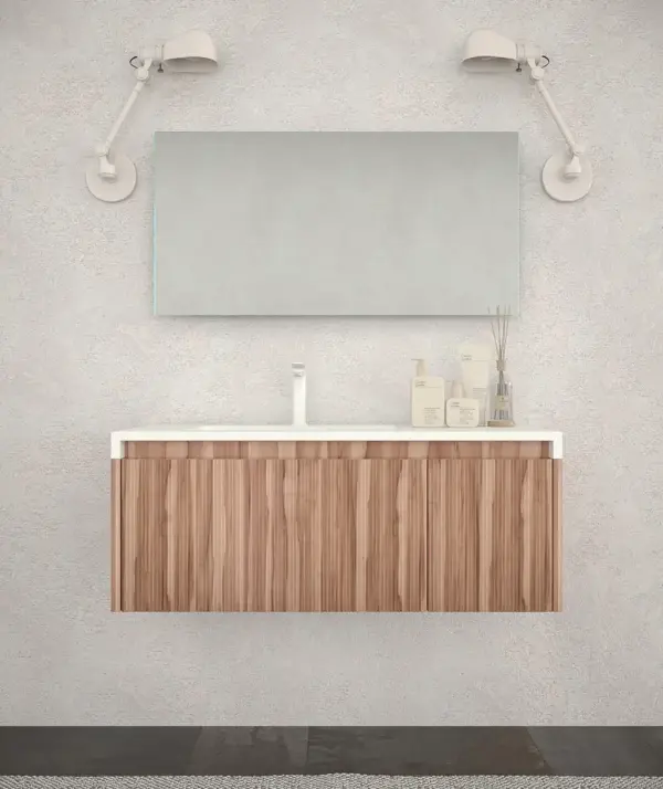 Mueble de baño BINARIO suspendido 2 cajones acabado OLIVO