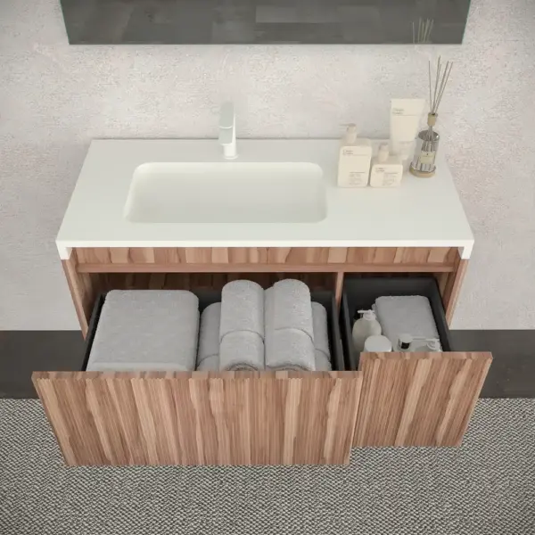 Mueble de baño BINARIO suspendido 2 cajones acabado OLIVO - Imagen 3