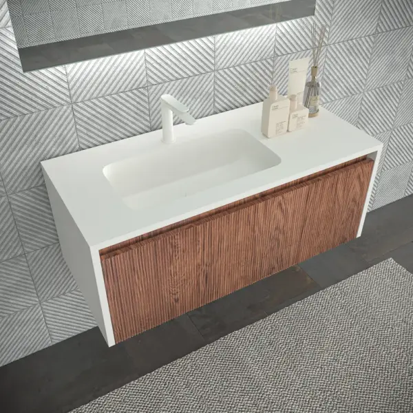 Mueble de baño BINARIO suspendido 2 cajones acabado  BLANCO/ ABEDUL - Imagen 3