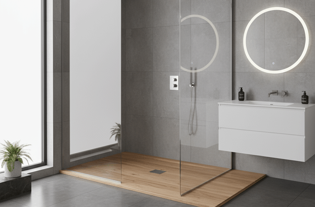 Platos de ducha de resina imitación madera: diseño natural, resistencia y lujo en tu baño