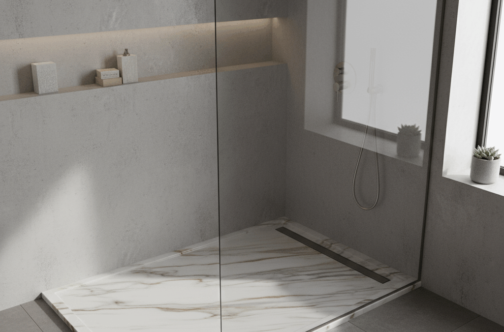 Platos de ducha de resina con efecto mármol: elegancia atemporal para baños modernos