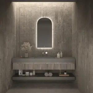 Mueble de baño NIC suspendido 3 cajones  CENIZA  encimera SOLID SURFACE Gris Cuarzo