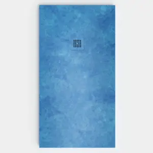 Plato de ducha resina textura pizarra Efecto Cemento BLUE antideslizante STONE 3D moderno