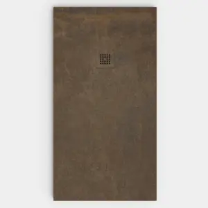 Plato de ducha resina textura pizarra Efecto Cemento BROWN antideslizante STONE 3D moderno