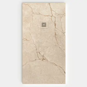 Plato de ducha resina textura pizarra. Efecto en Mármol CREMA - antideslizante STONE 3D moderno