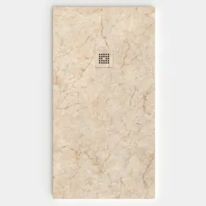 Plato de ducha resina textura pizarra. Efecto en Mármol CREMA MARFÍL - antideslizante STONE 3D moderno