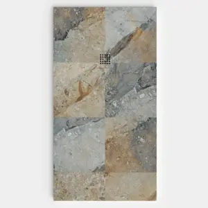 Plato de ducha resina textura pizarra. Efecto en Mármol MIZZI - antideslizante STONE 3D moderno