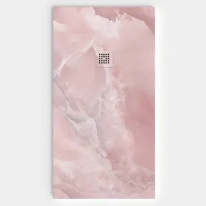 Plato de ducha resina textura pizarra. Efecto en Mármol ROSATO - antideslizante STONE 3D moderno