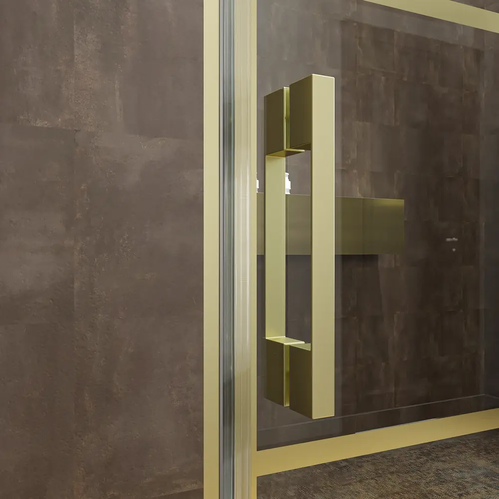 Mampara de ducha frontal OPEN 2 fijos - 2 puertas abatibles decorado industrial cuadros ORO MATE 6 Mampara de ducha frontal OPEN 2 fijos - 2 puertas abatibles decorado industrial cuadros ORO MATE - Imagen 6