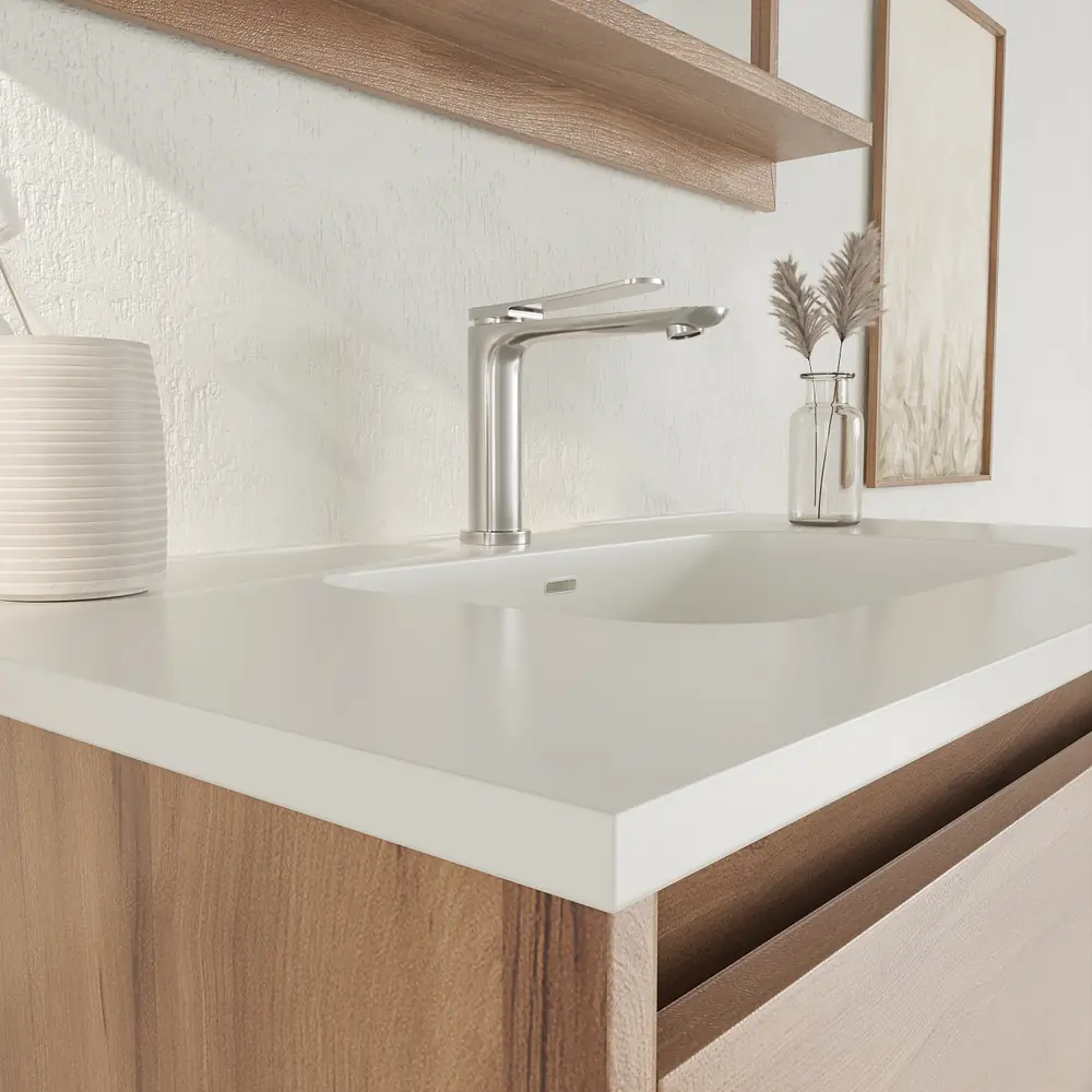 Mueble de baño suspendido 2 cajones SABIC con lavabo porcelana OLMO - Imagen 4