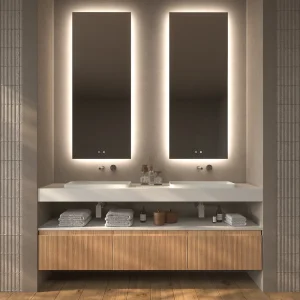 Mueble de baño NIC suspendido 3 cajones  CEMBRANO  con  encimera SOLID SURFACE