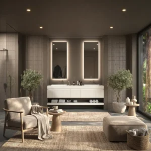 Mueble de baño NIC suspendido 3 cajones  BLANCO  con  encimera SOLID SURFACE  blanca