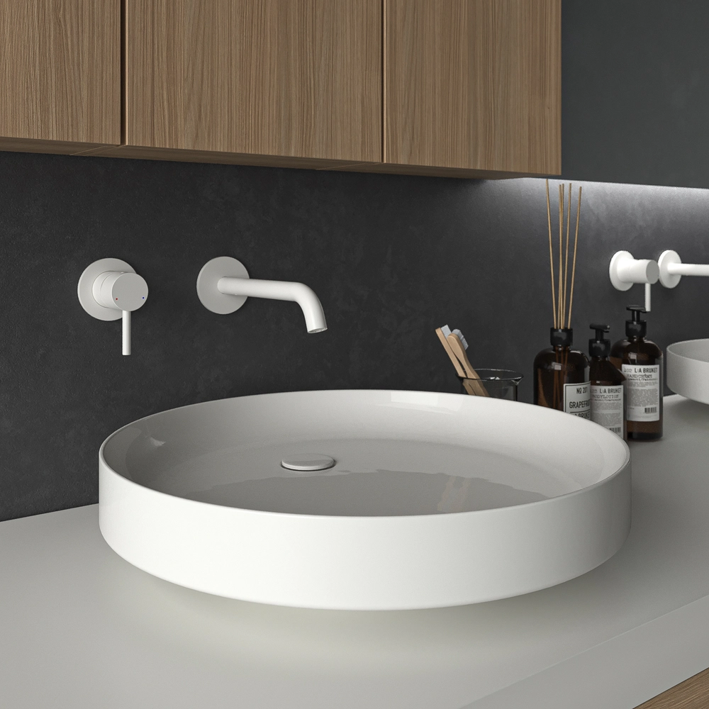 Mueble de baño TESIS suspendido 4 cajones con encimera SOLID SURFACE Nogal Boheme - Imagen 3