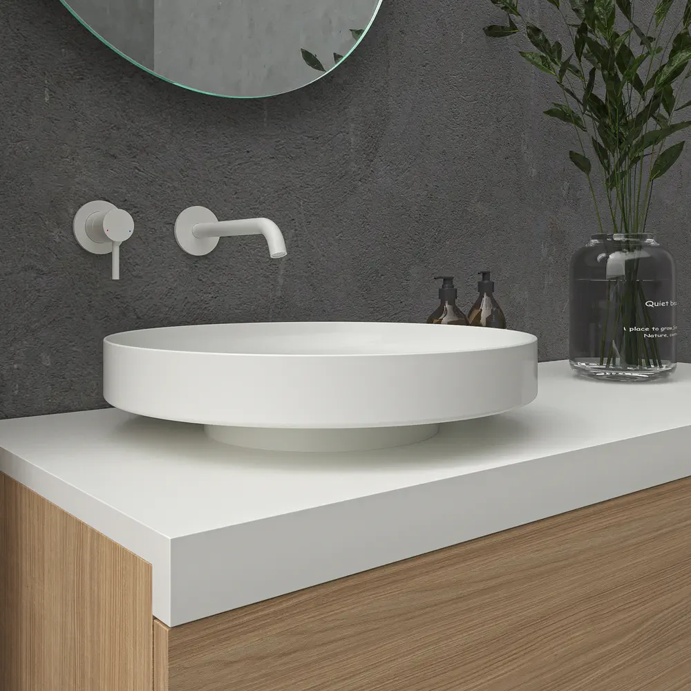 Mueble de baño TESIS suspendido 1 cajón con encimera SOLID SURFACE Nogal Boheme - Imagen 3
