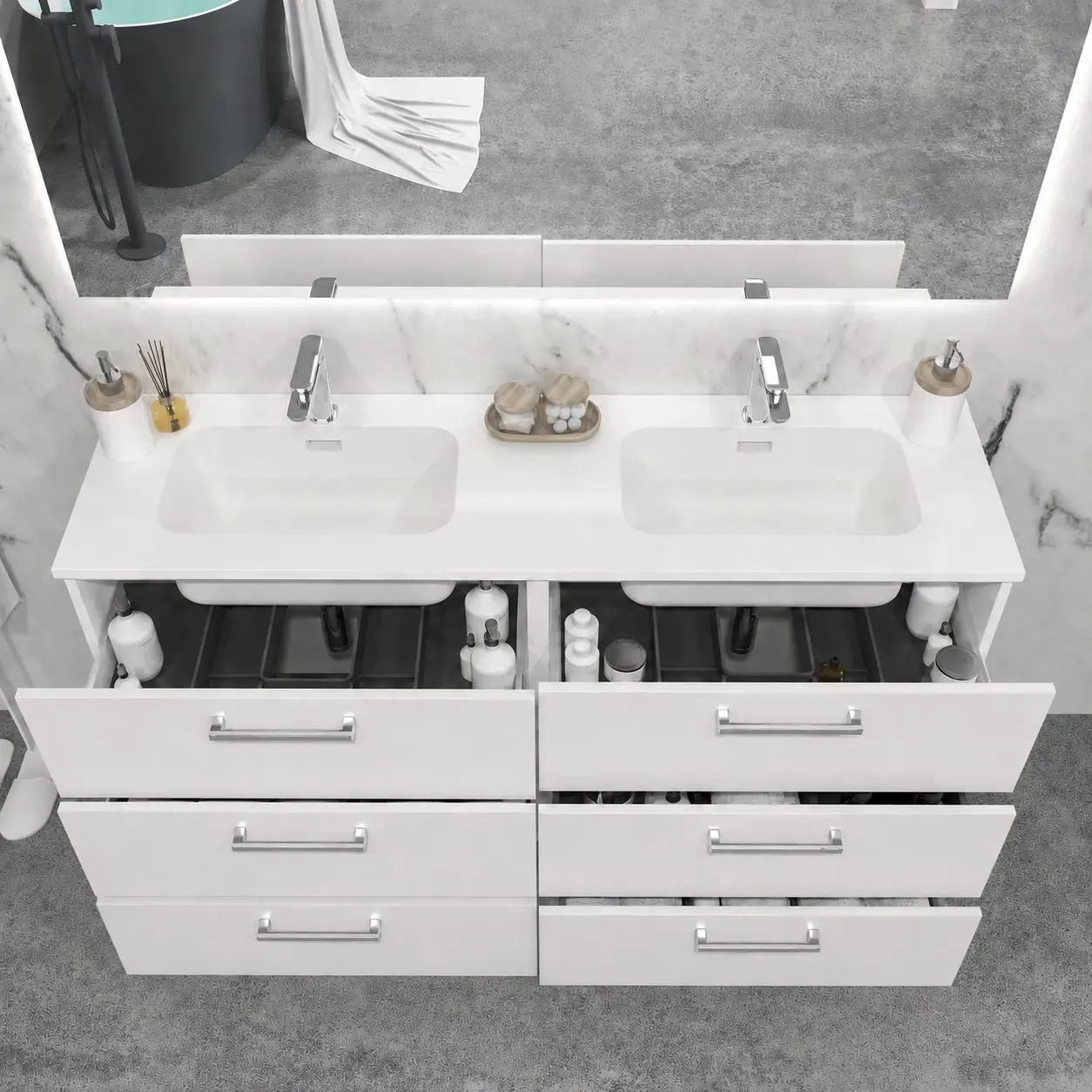 Mueble de baño NEXO con patas 6 cajones BLANCO - Imagen 4