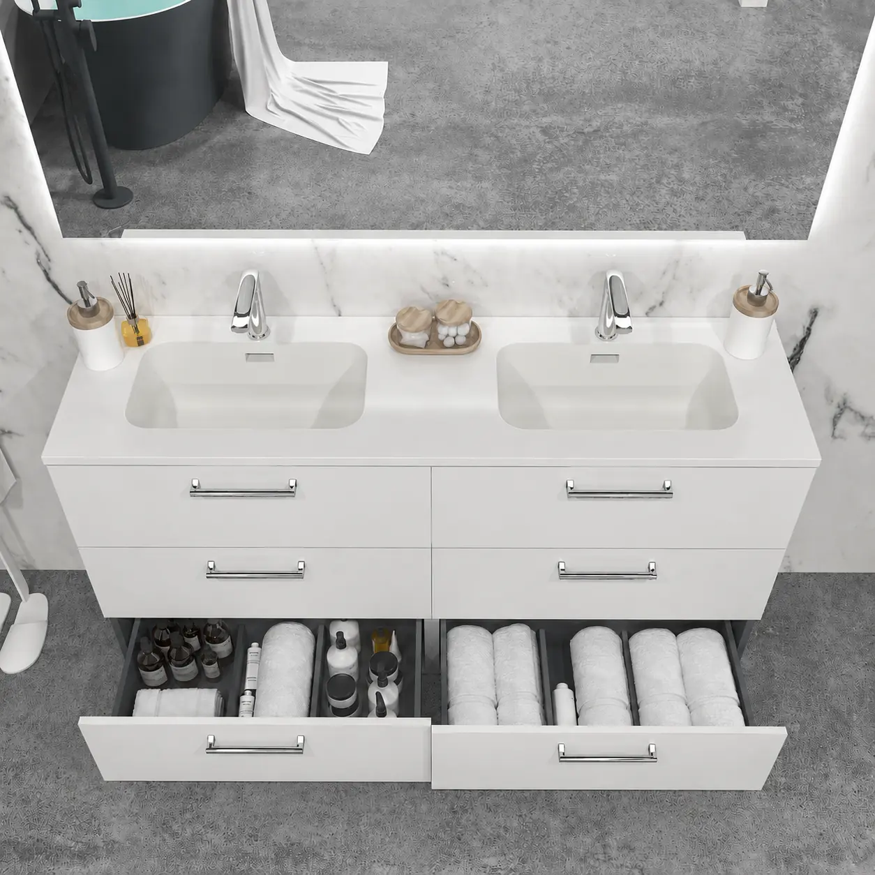 Mueble de baño NEXO con patas 6 cajones BLANCO - Imagen 3