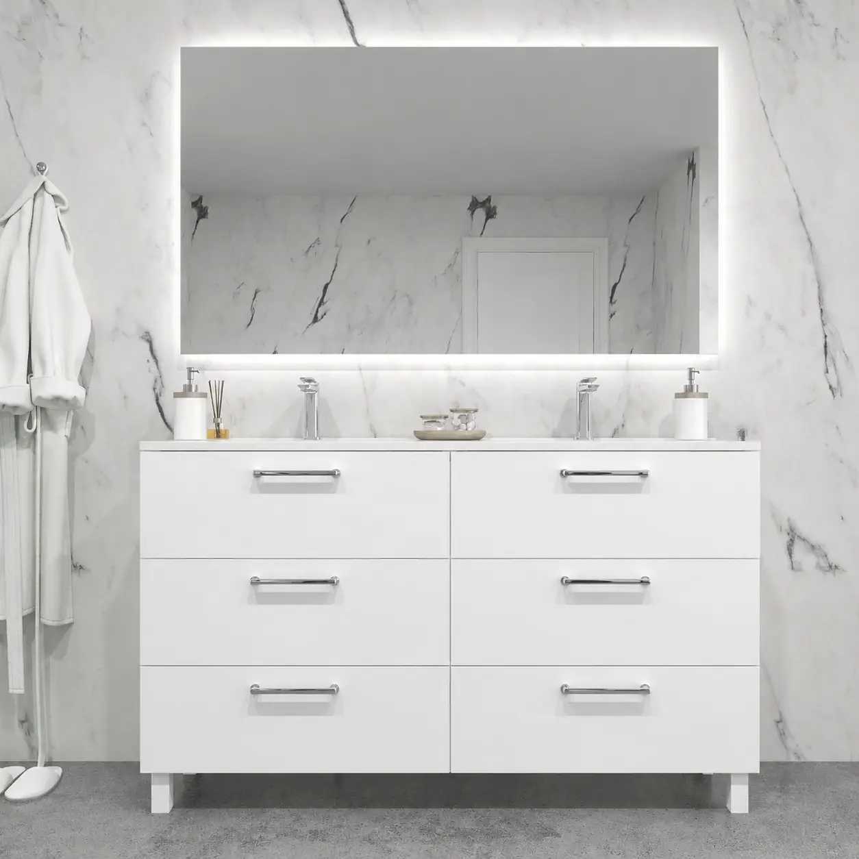 Mueble de baño NEXO con patas 6 cajones BLANCO