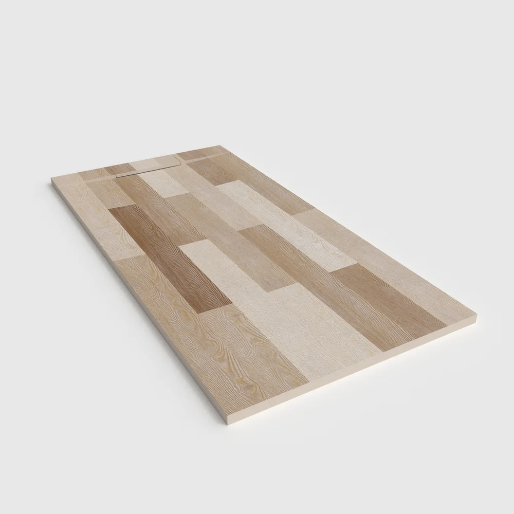 Plato de ducha 3D Plaster efecto madera Abaryon - vista en perspectiva