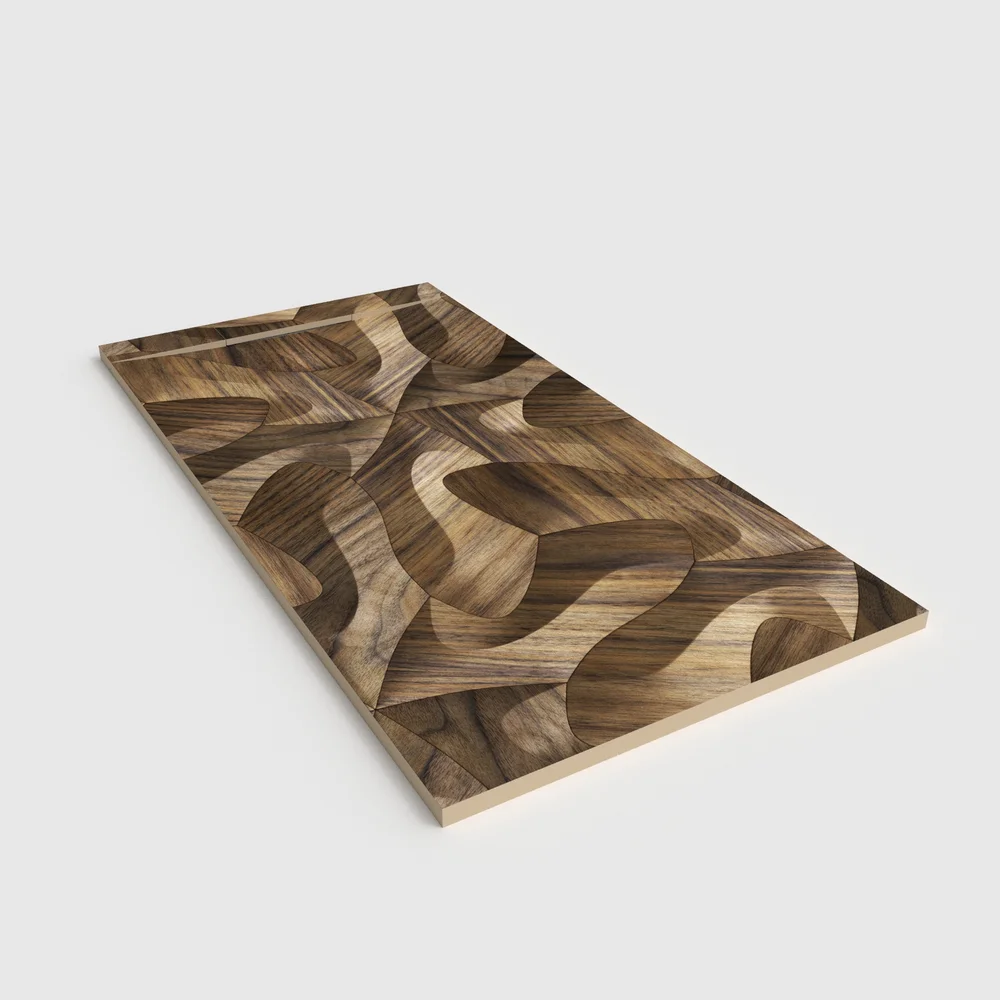 Plato de ducha 3D Plaster efecto madera Amelva - vista en perspectiva
