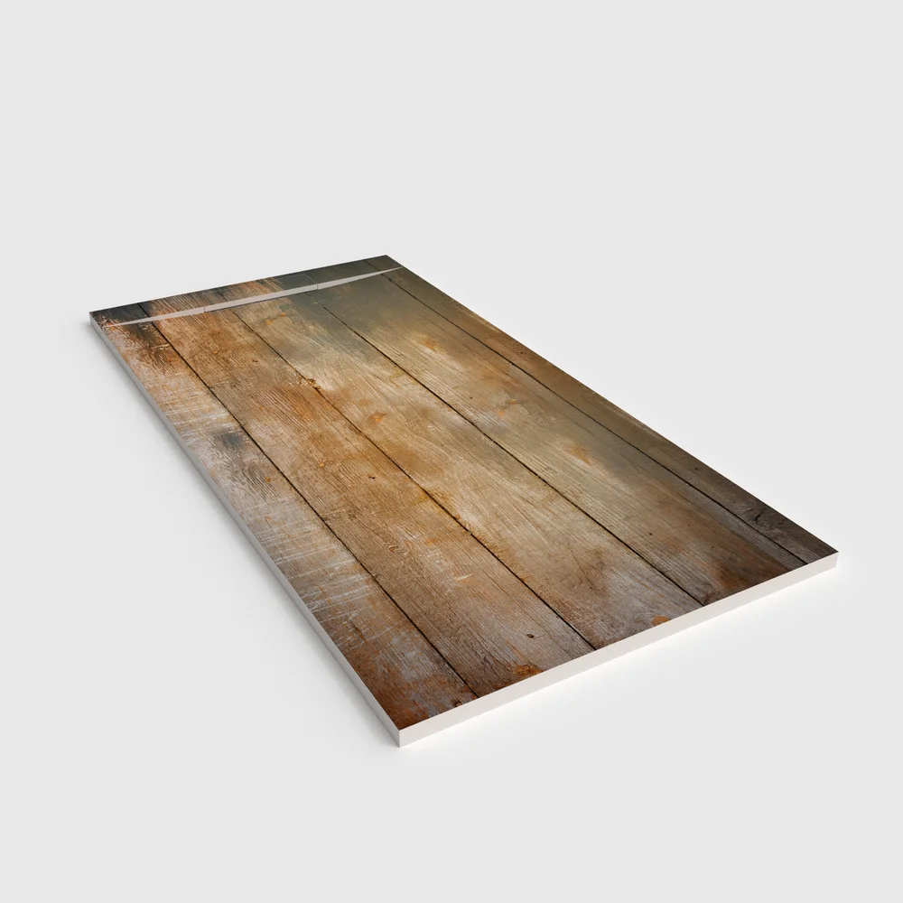 Plato de ducha 3D Plaster efecto madera Nogueral - vista en perspectiva