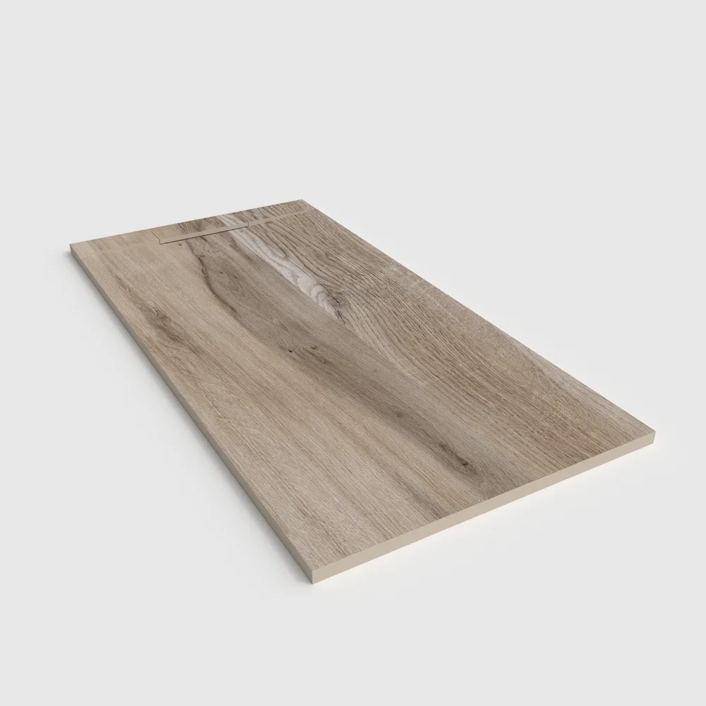 Plato de ducha 3D Plaster efecto madera TUALEM - vista en perspectiva