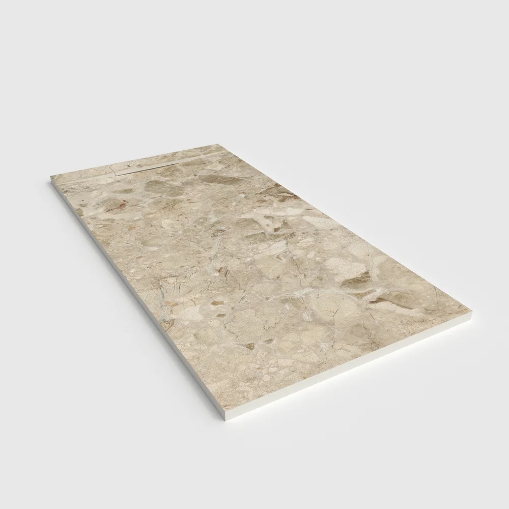 Plato de ducha 3D Plaster efecto mármol Luxonio - vista en perspectiva