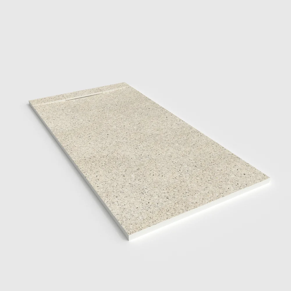 Plato de ducha 3D Plaster efecto terrazo POLVERETTI - vista en perspectiva