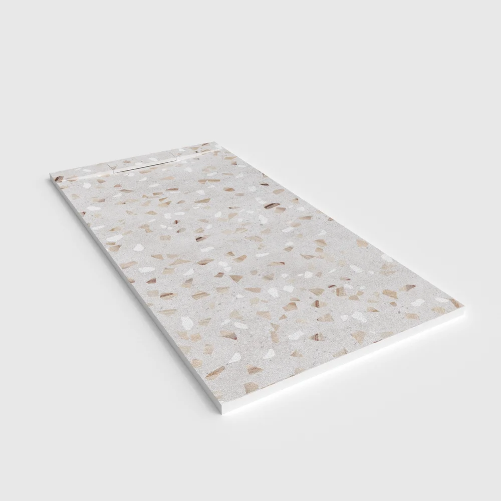 Plato de ducha 3D Plaster efecto terrazo VITRALUXO - vista en perspectiva
